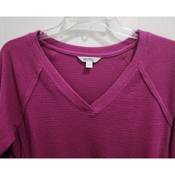 Lot of 2 Wildfox Women's Long Sleeve Tunic Sweater Tops Soft Thermal Pink/Blue S - Picture 3 of 15